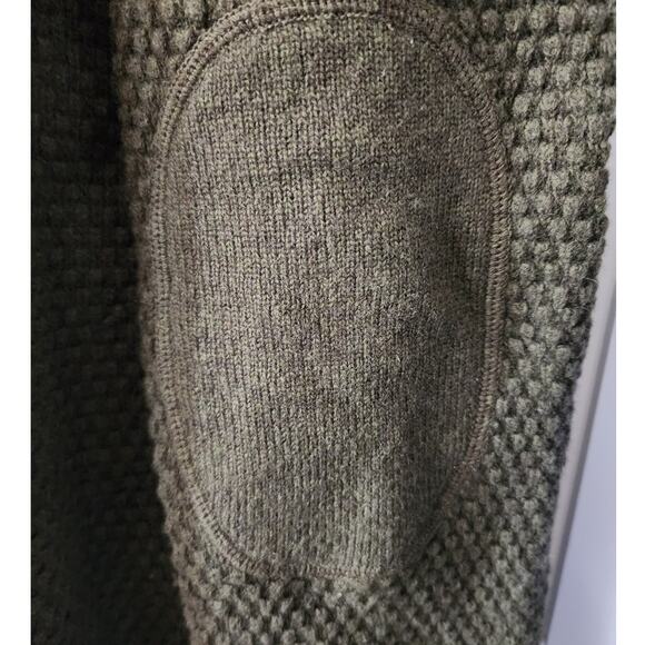 Toad & Co Green Lambswool Malamute Waffle Knit Elbow Patch Textured Sweater XL - Picture 5 of 6